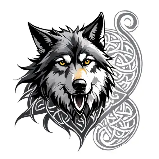 Celtic Wolf tattoo design idea
