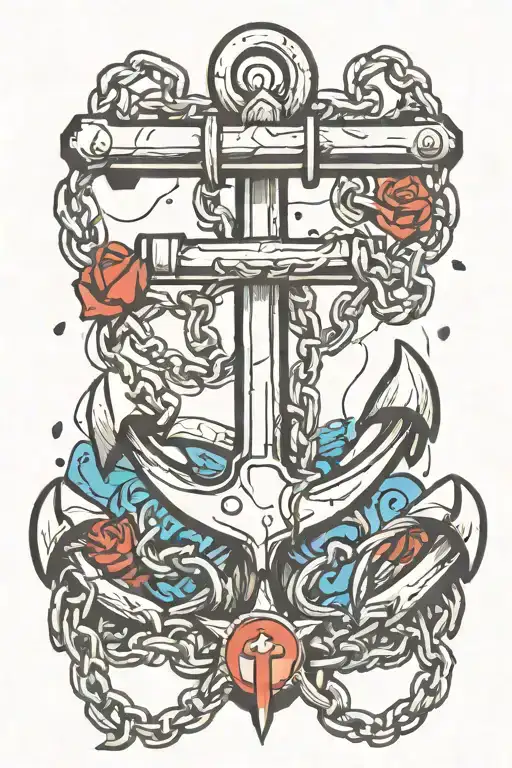 anchor and broken chains breaking free from chains tattoo design idea