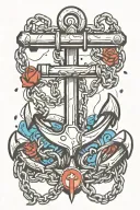 anchor and broken chains breaking free from chains tattoo design idea