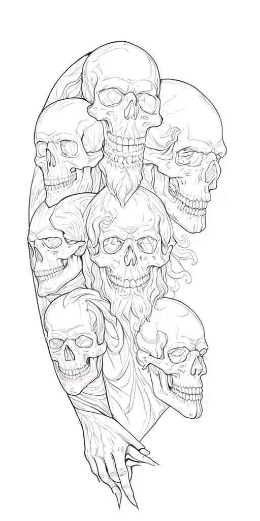 FUll sleeve with multiple images blended together using strong masculine biblical archetypes,ancient rome, and skulls tattoo design idea