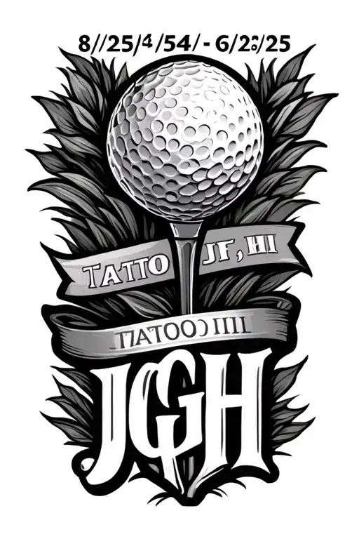 "8/25/54 - 6/2/25 JGH III" golf memorial tattoo tattoo design idea