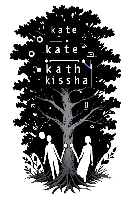 "kate kath kisha" tree for software developer coding symbols family holding hands tattoo design idea