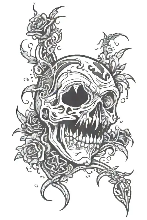 crazy jinx dead inside heart broken tattoo design idea