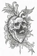 crazy jinx dead inside heart broken tattoo design idea