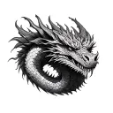 Dragon burning bridge tattoo design idea