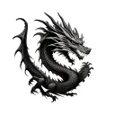 Dragon burning bridge tattoo design idea