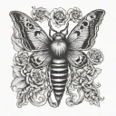 death head moth surrounded tattoo design idea