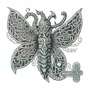 Deadhead moth with a ankh symbol intertwined tattoo design idea