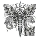 Deadhead moth with a ankh symbol intertwined tattoo design idea