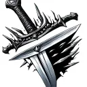Men's tattoo with: sword with a handle full of nails that exceeds it tattoo design idea