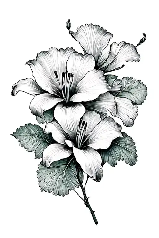 lily poppy gingko biloba leaf rhododendron tattoo design idea