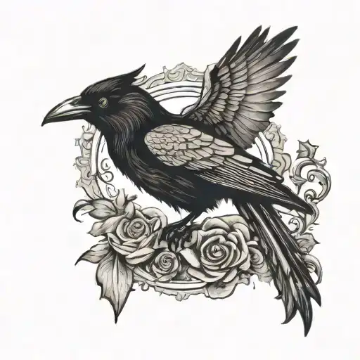 Edgar Allen Poe inspired tattoo featuring the raven, the black cat, and the tell tale heart tattoo design idea