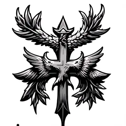 Cross Kleeblatt Adler See tattoo design idea