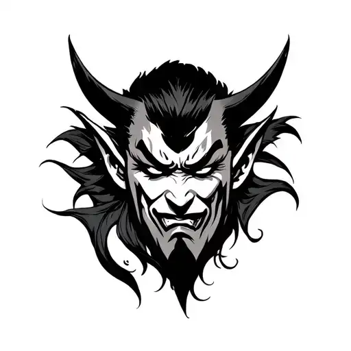 Japanese Demon slayer face namakubi tattoo design idea
