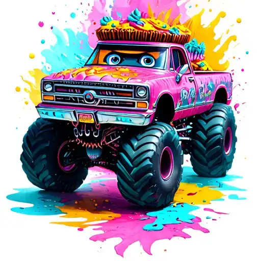monster truck cupcake tattoo design idea