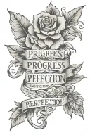 progress not perfection quote tattoo design idea