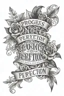 progress not perfection quote tattoo design idea