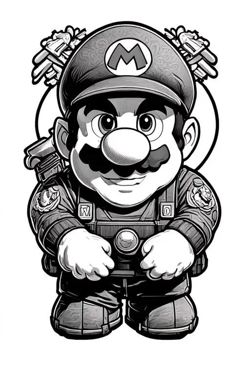 Mario Bros USMC tattoo design idea