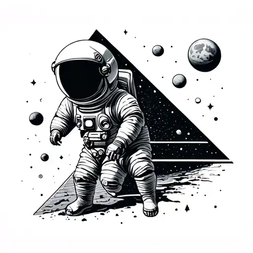 universe, illuminati, astronaut, pyramid, planets, blackhole,  tattoo design idea