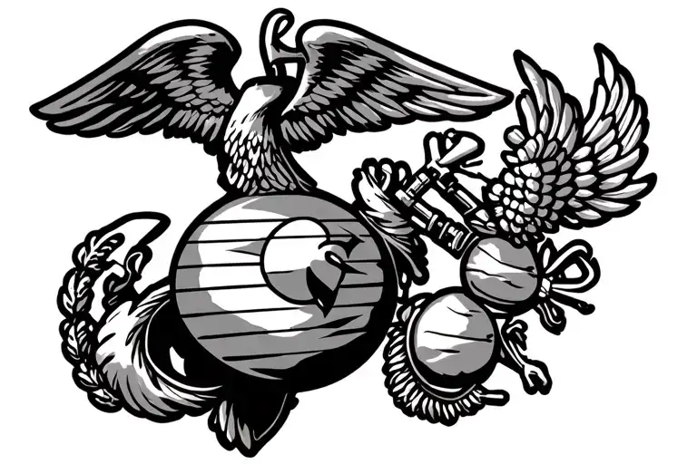 mother of marine corps emblem tattoo design idea