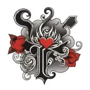 first initial L with a heart for the period then last name Jackson  tattoo design idea