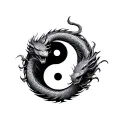 yin yang sign witha Chinese dragon circling it tattoo design idea