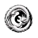 yin yang sign witha Chinese dragon circling it tattoo design idea