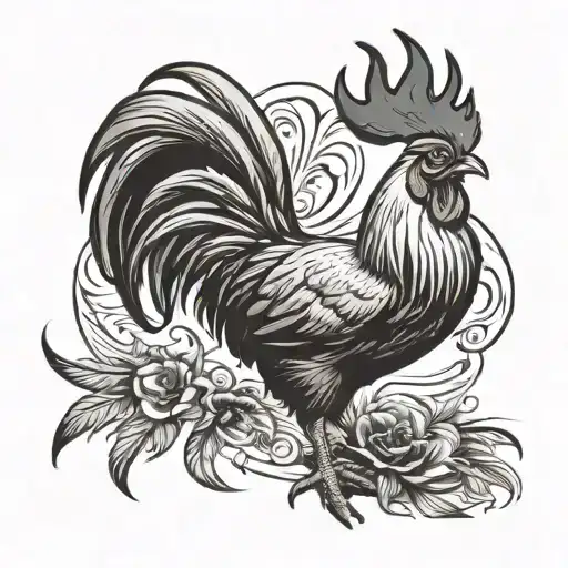 attacking rooster tattoo design idea