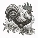 attacking rooster tattoo design idea