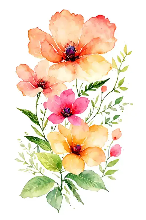 watercolour nature inspired tattoo tattoo design idea
