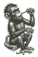 monkey smoking cigar tattoo design idea