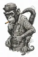 monkey smoking cigar tattoo design idea