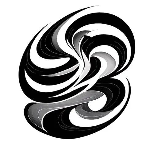 Minimalistische fine line tattoo design, approximately 15 cm vertical, designed for the forearm. Abstract flowing black  tattoo design idea