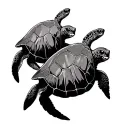 3 sea turtles swimming together tattoo design idea