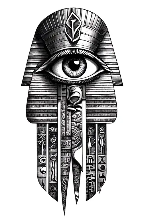 egyption eye of horus eye and toth with protection symbols tattoo design idea
