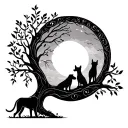 Tree of Life with music and dogs tattoo design idea
