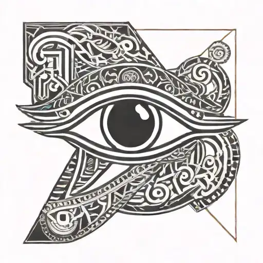 eye of horus with 777 symbol within tattoo design idea