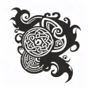 keep within a rectangular boarder, combine Celtic knots with Mayan symbols and wave designs all together  tattoo design idea