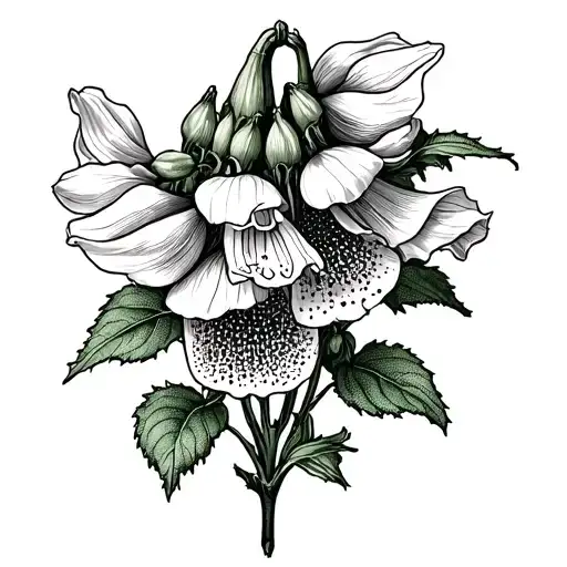 foxglove flower in the center neck transforming into  tattoo design idea