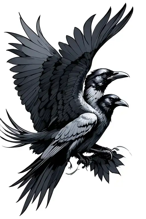 The Morrigan or crow flying tattoo design idea