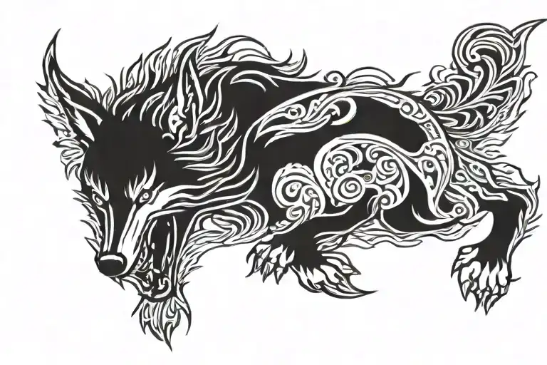fenrir wolf tattoo design idea