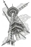 Seattle space needle on two vertical hockey sticks tattoo design idea