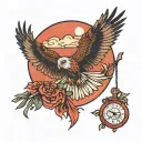 full moon and a red kite soaring tattoo design idea