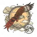 full moon and a red kite soaring tattoo design idea