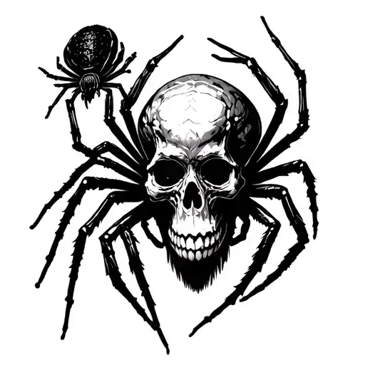 spider and skull tattoo design idea