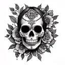 "Blessings" Calavera Chicanas tattoo design idea