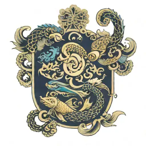 Pisces, Aries and Libra zodiac sign intertwined tattoo design idea