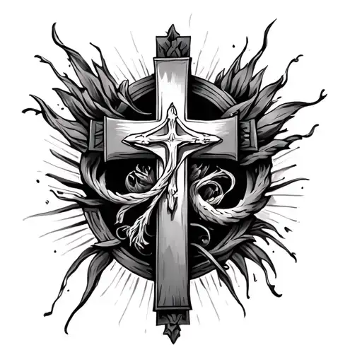 cross and psalms 46:5 tattoo design idea