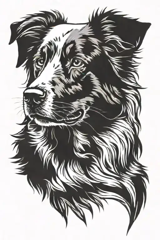 Australian shepherd silhouette formed tattoo design idea