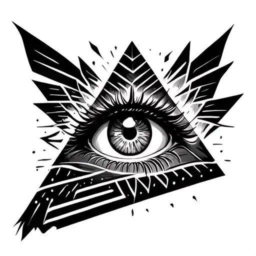 Tattoo Pyramid inside which depicts an eye with a double pupil, patterns come from the pyramid itself tattoo design idea